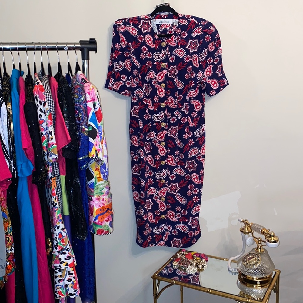 Vintage Ms. Clays midi dress❤️🤍💙